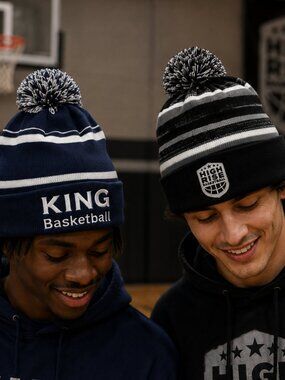 Set of 2 Basketball Team Winter Beanies (Navy & Black)